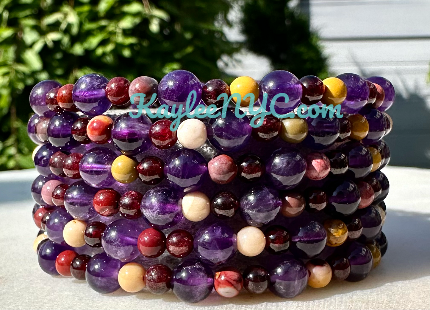 6 PCs Natural Crystal Aquarius Zodiac Stretch Bracelet ~7.5”