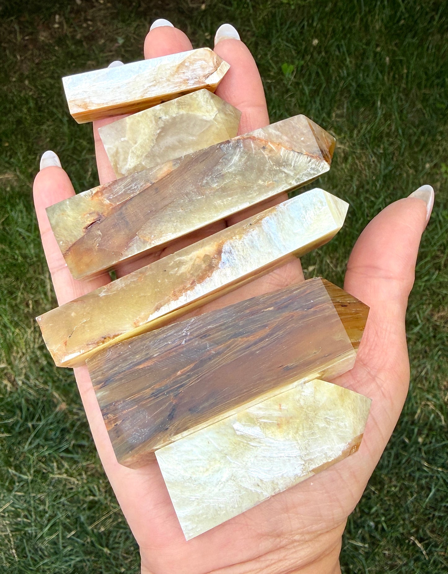 Wholesale Lot 2 lbs Natural Lepidolite Golden Mica Obelisk Tower Point Crystal Energy