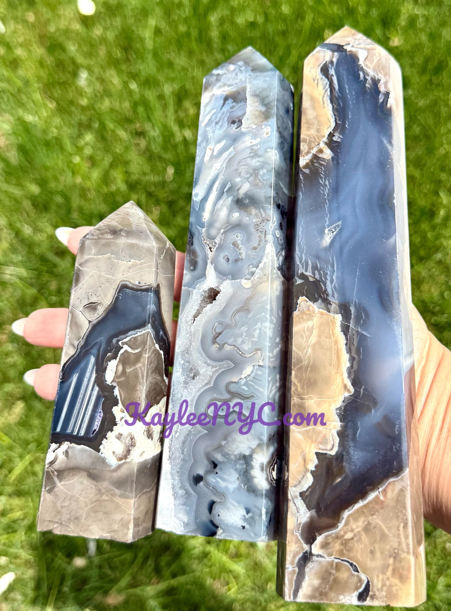 Wholesale Lot 3-4pcs large Natural Volcano Agate Obelisk Tower Point Crystal Healing
