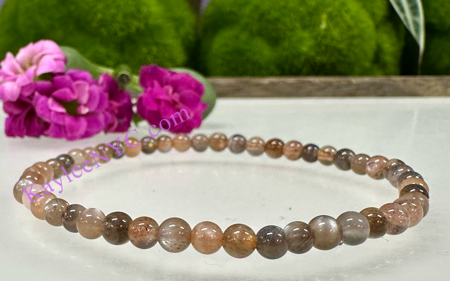 Wholesale Lot 6 Pcs Natural Black Moonstone 4mm 7.5” Crystal Healing Stretch Bracelet