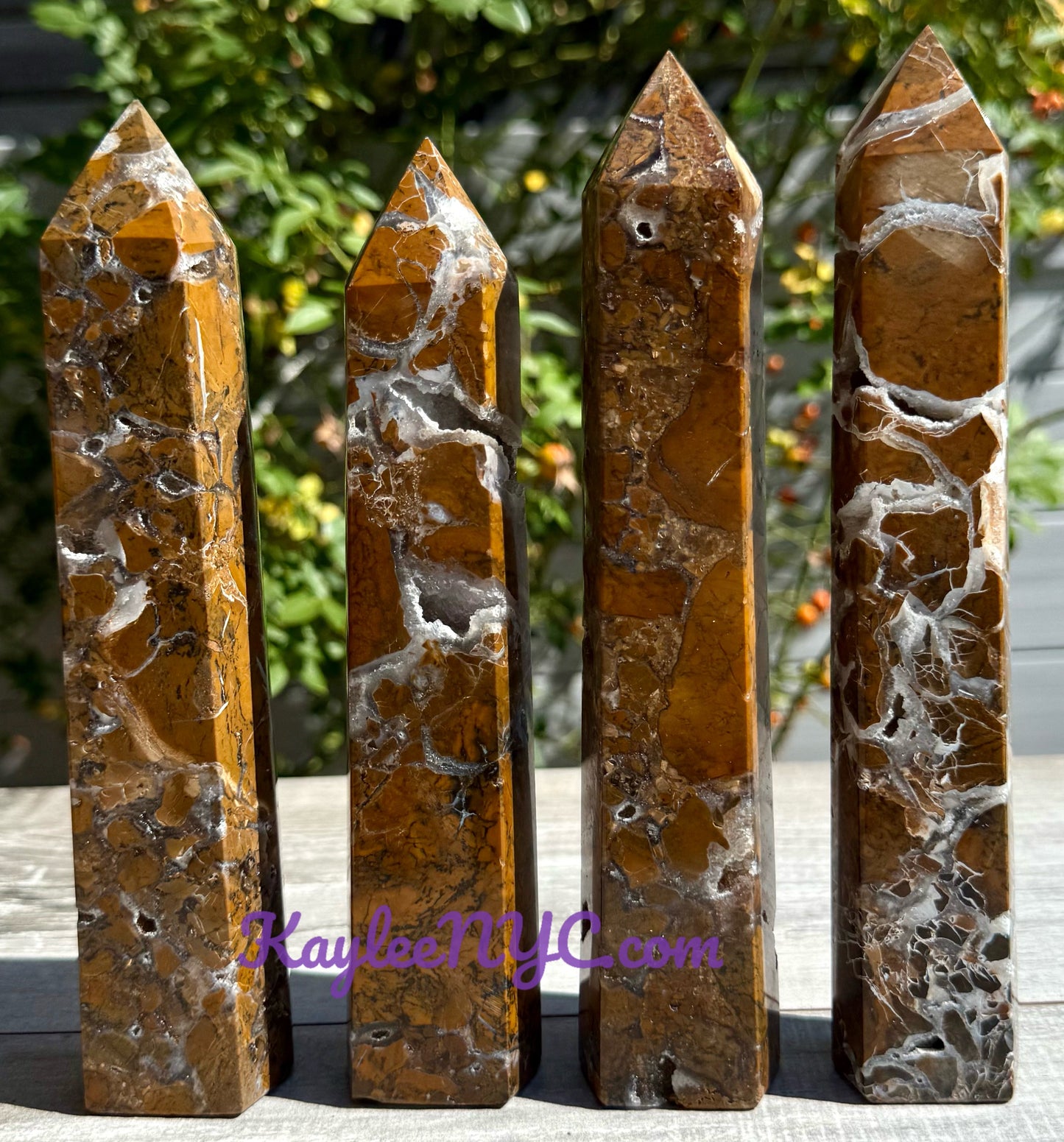 Wholesale Lot 4 pcs large Natural Brecciated Jasper obelisk Tower Point Crystal Healing Energy 3.9-4lbs