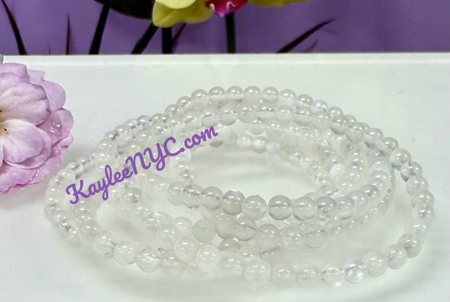 Wholesale Lot 6 Pcs Natural Moonstone 4mm 7.5” Crystal Healing Stretch Bracelet
