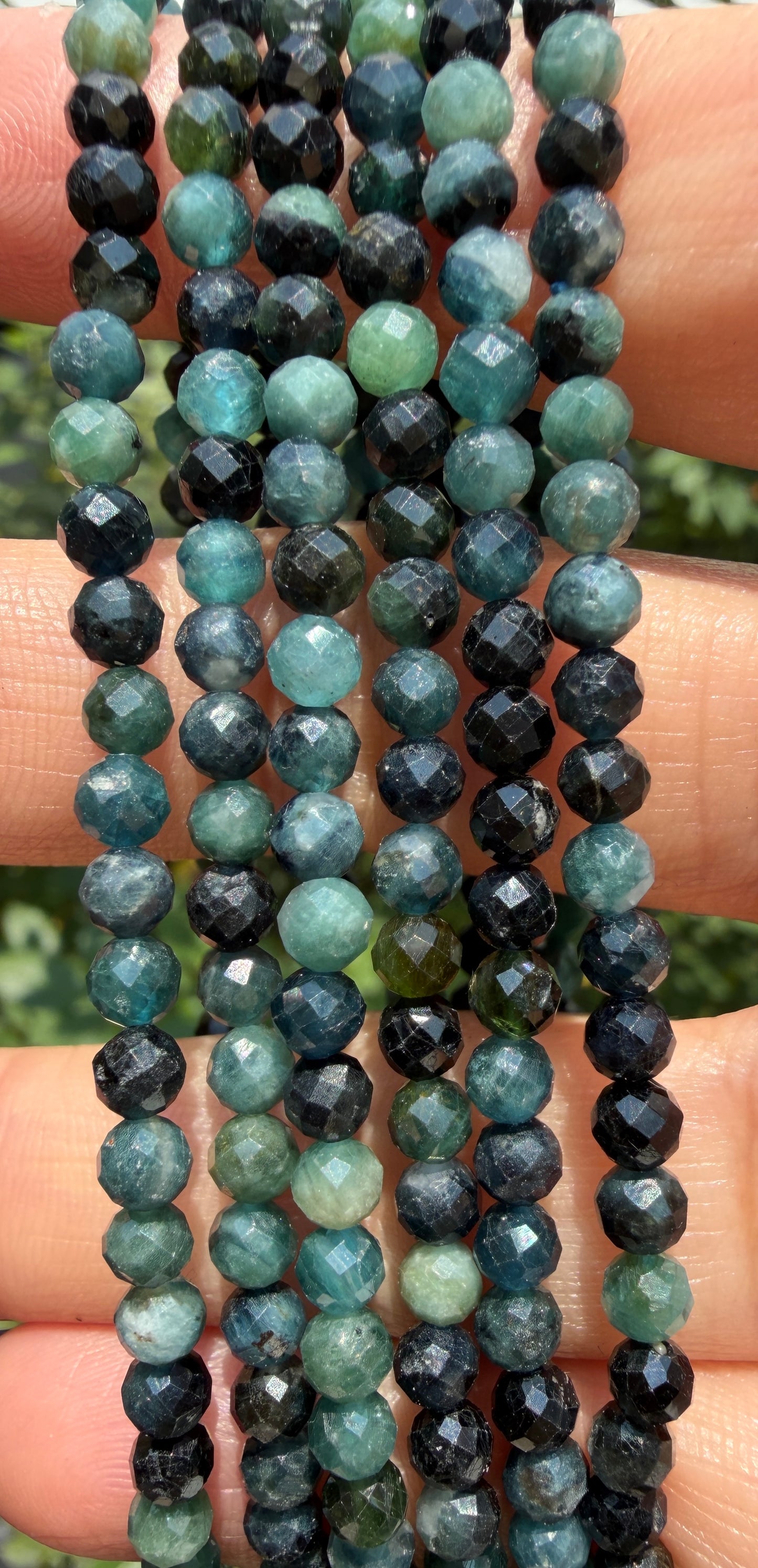 Wholesale 6 Pcs Natural Blue Tourmaline Faceted Stretch Bracelets – 4mm 7.5”