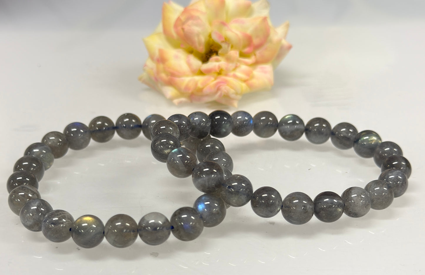 Wholesale 6 Pcs Natural Labradorite 8mm 7.5” Crystal Healing Stretch Bracelet