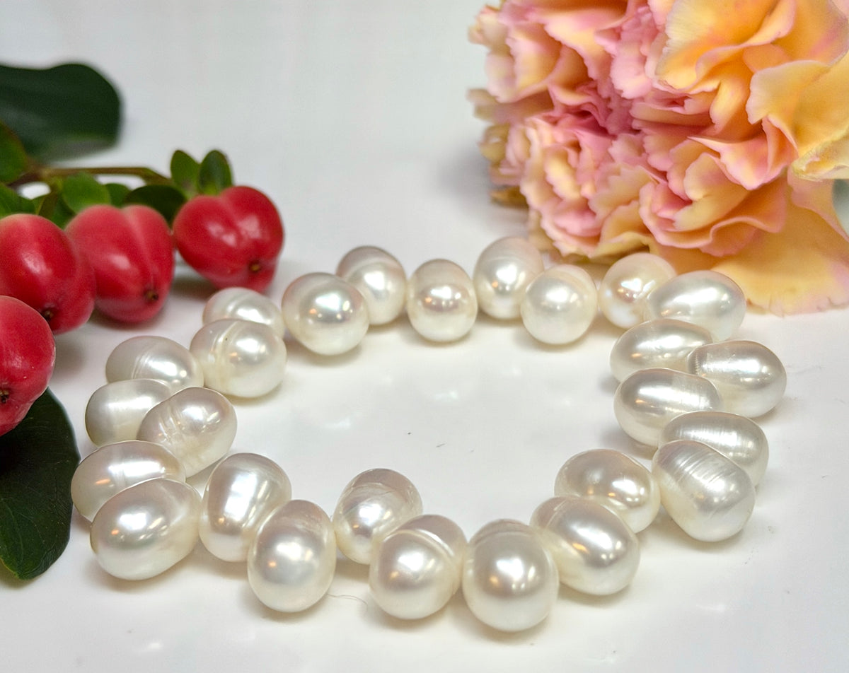 Wholesale 6 Pcs 8x12mmNatural Freshwater Pearl Healing Stretch Bracelet 7.3”
