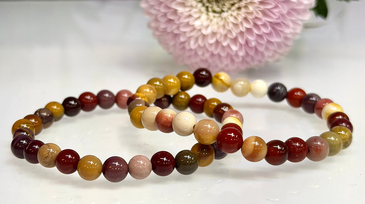Wholesale Lot 6 Pcs Natural Mookaite Jasper 6mm 7.5” Crystal Healing Stretch Bracelet