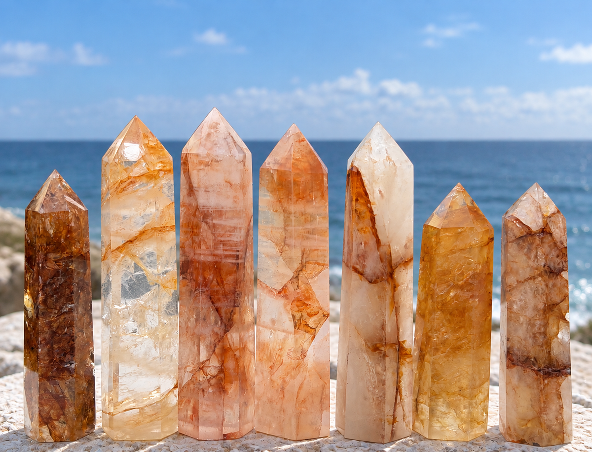 Wholesale Lot 1 Lb Natural Golden Healer Quartz Obelisk Tower Point Crystal Healing