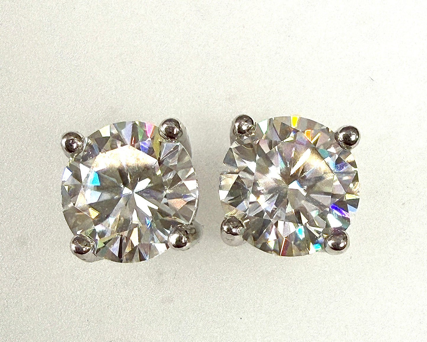 Wholesale Lot 5 Pairs Natural Moissanite Sterling Silver(925) Earring Studs 7.5mm