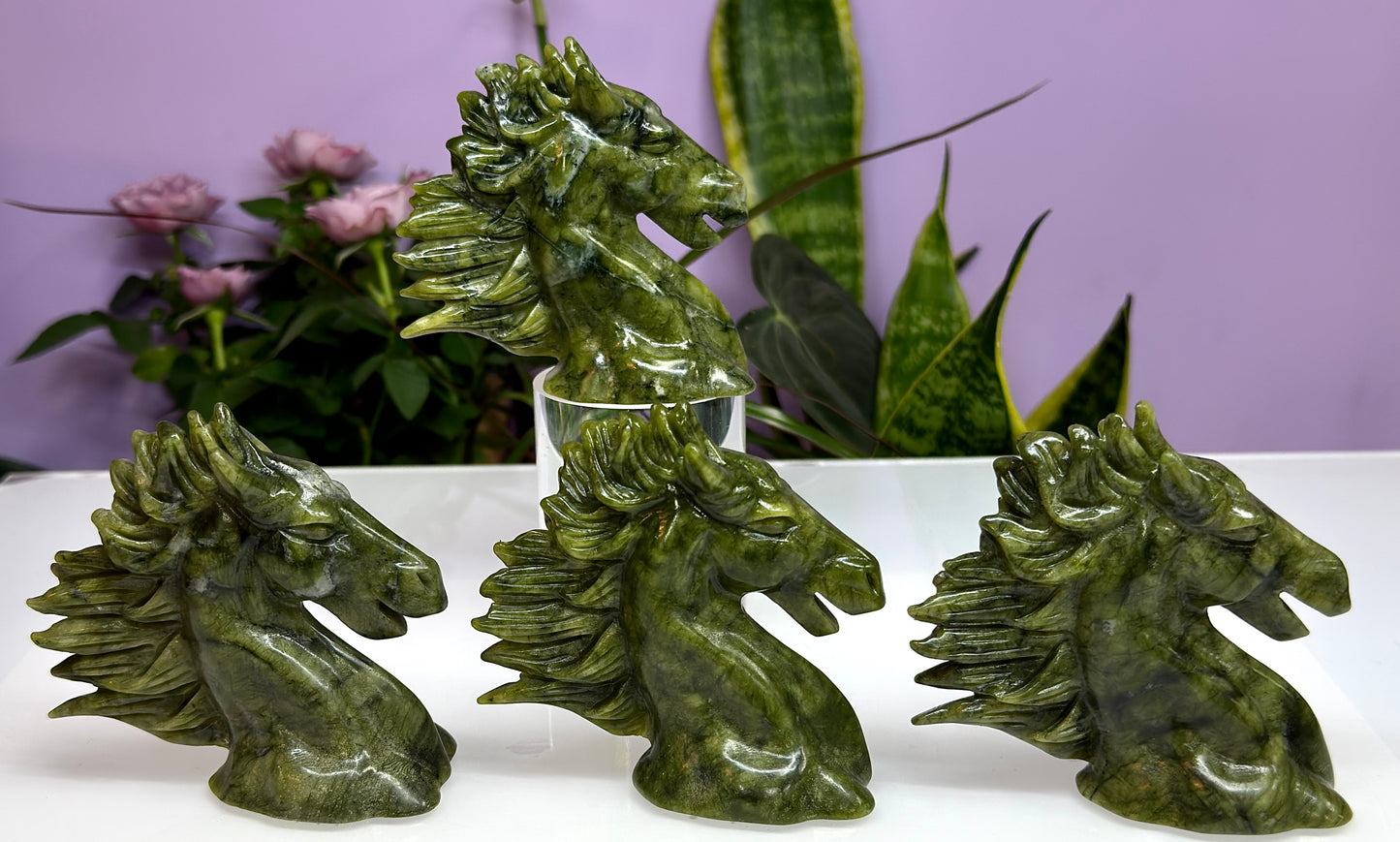 Wholesale lot 4 PCs Natural Nephirte Jade Horse Crystal Healing Energy
