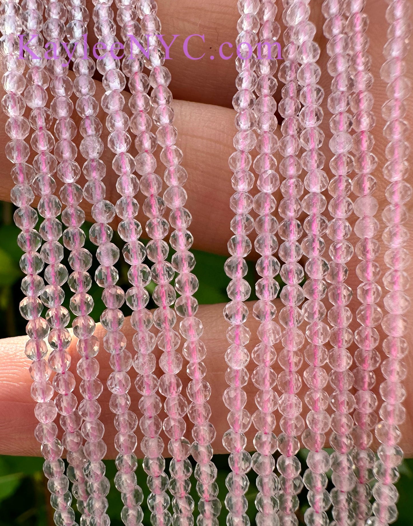 6 PCs 2mm Natural Rose Quartz Necklaces