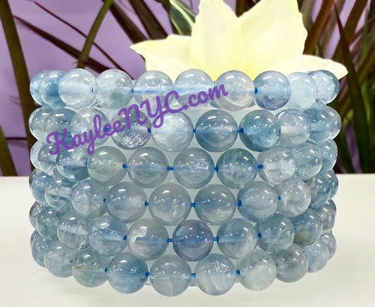 6 PCs 8mm Natural Blue Fluorite Stretch Bracelet 7.5”