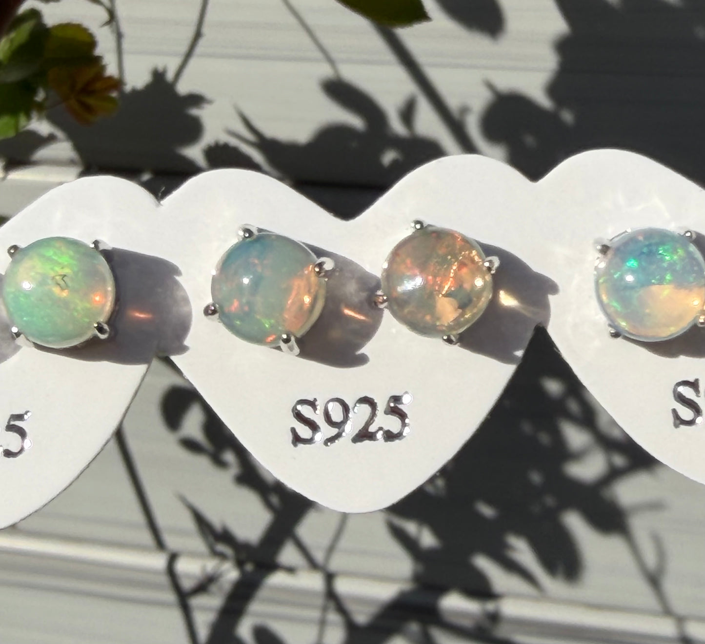 Wholesale 5 Pairs Natural Opal Sterling Silver(925) Posts 6mm