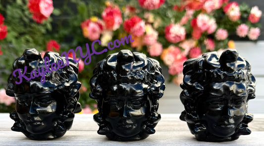Wholesale Lot 3 pcs Natural Black Obsidian Medusa Crystals Healing Energy
