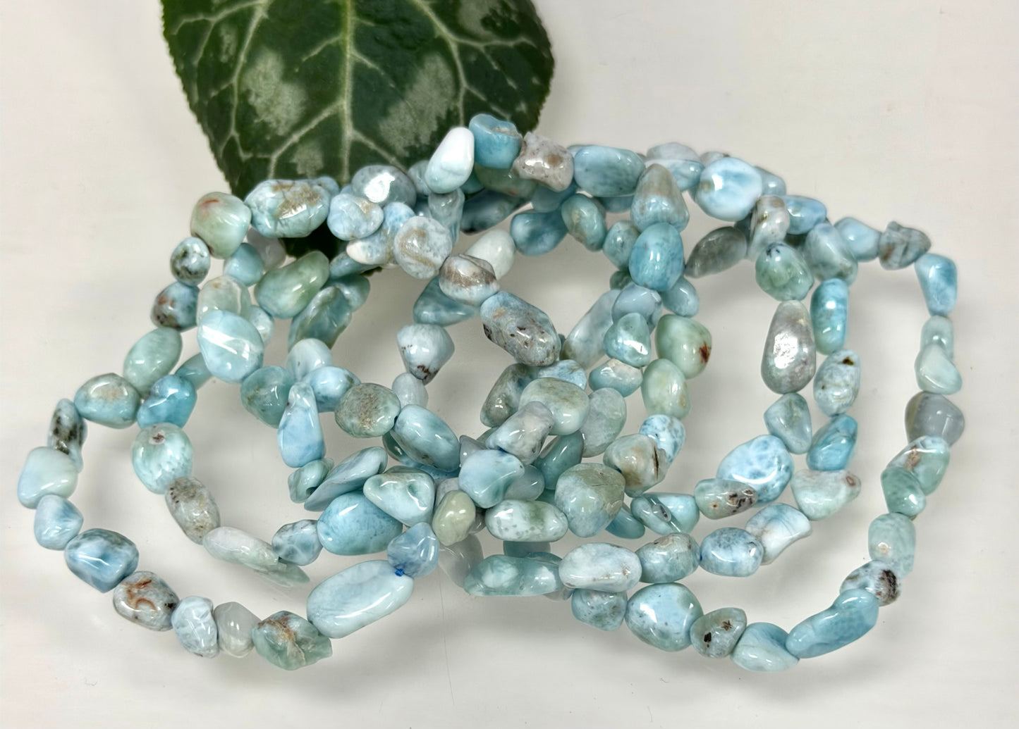 Wholesale 6 Pcs 6mm Larimar Natural Crystal tumble Stretch Bracelet 7.5”