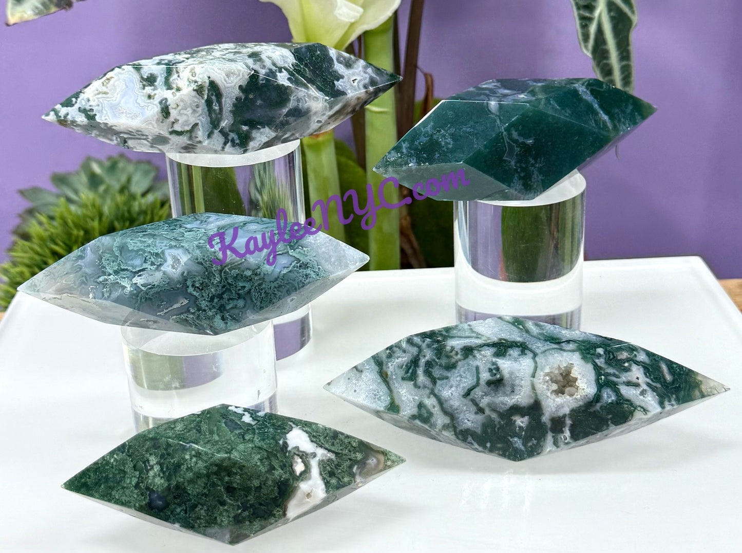 Wholesale Lot 4-5 pcs Natural Moss Agate Prism Crystal Healing Quality