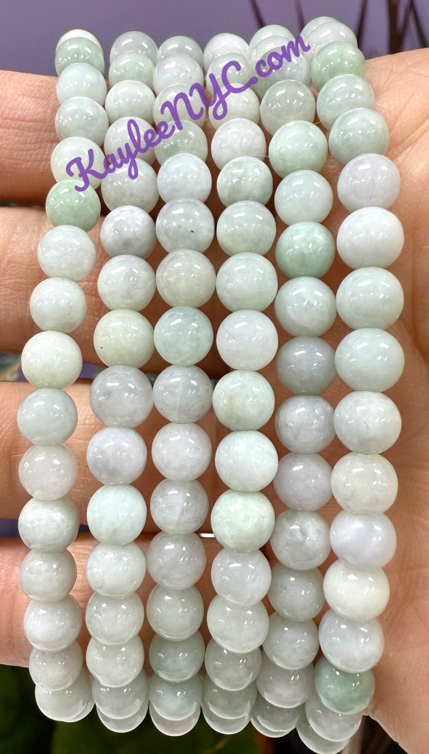 Wholesale 6 Pcs Natural Burma Jade 5.5mm 7.5” Crystal Healing Stretch Bracelet