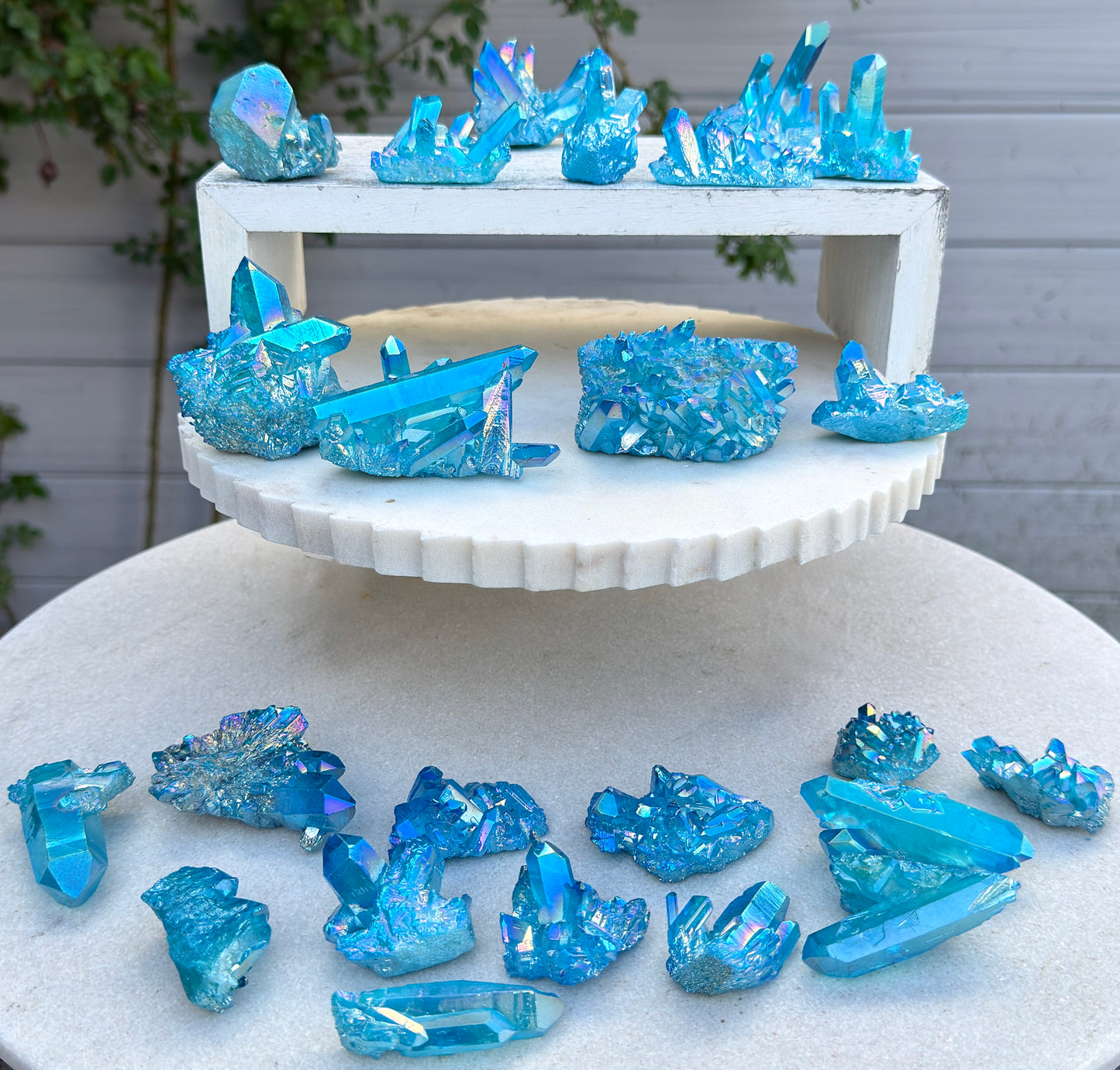 Wholesale 2 lbs Aqua Aura Quartz Cluster Natural Crystal