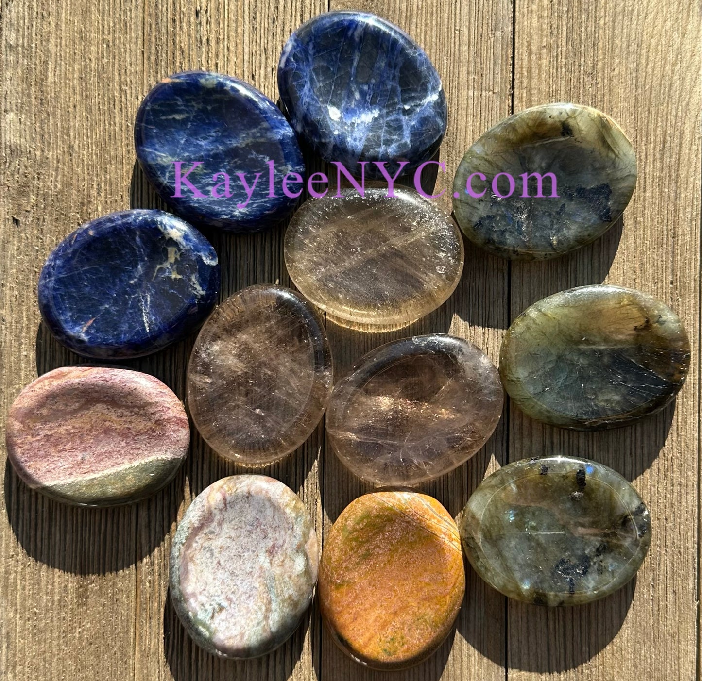 12 PCs Natural Crystal Worry Stone Healing Energy