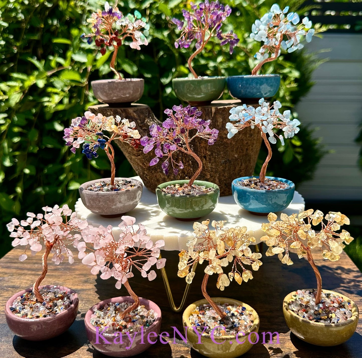 Wholesale Lot 10 Pcs Natural Crystals Bonsai Tree with Bowl Base