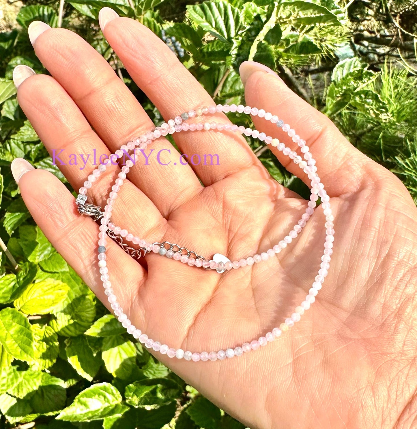 6 PCs 2mm Natural Morganite Necklaces