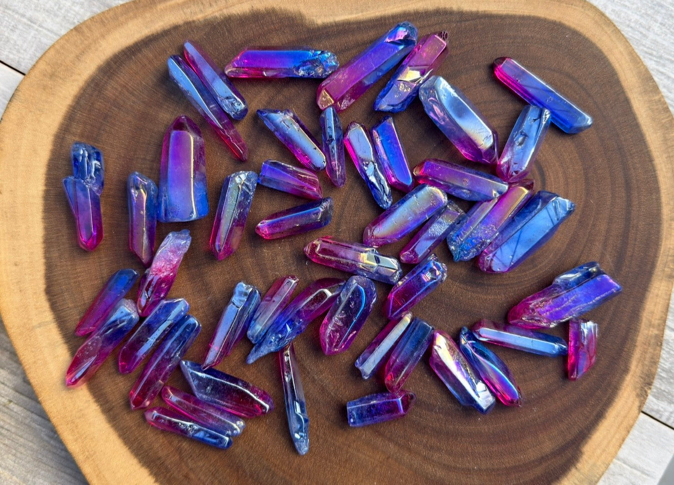 Wholesale Lot 1 Lb Rainbow Aura Quartz Wand Tumble Crystal Nice Quality