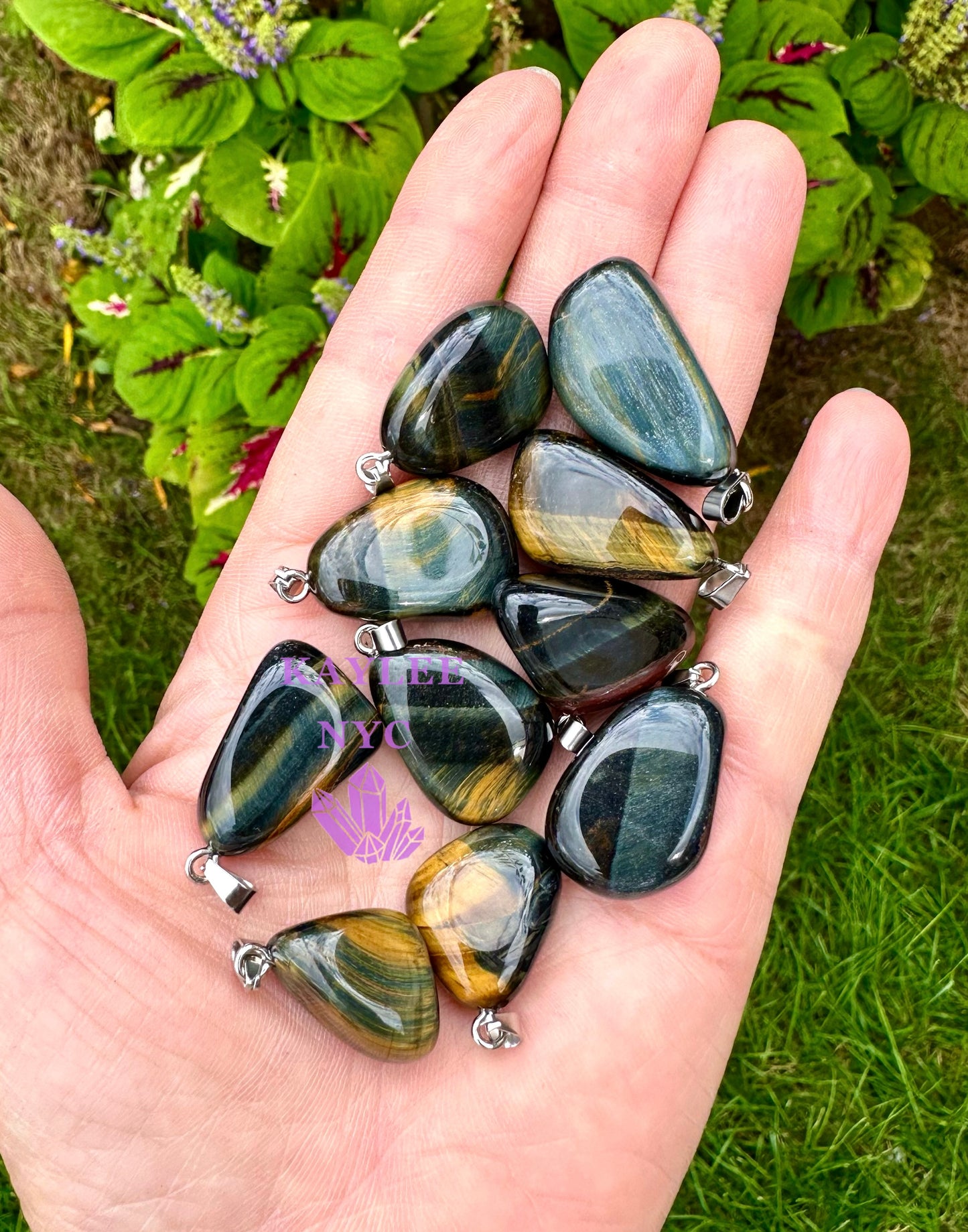 36 PCs Natural Blue Tiger Eye Crystal Pendant