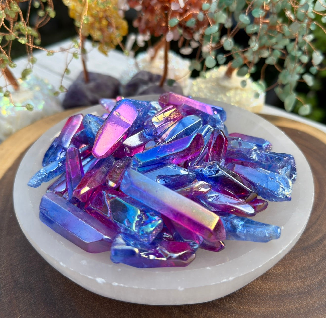 Wholesale Lot 1 Lb Rainbow Aura Quartz Wand Tumble Crystal Nice Quality