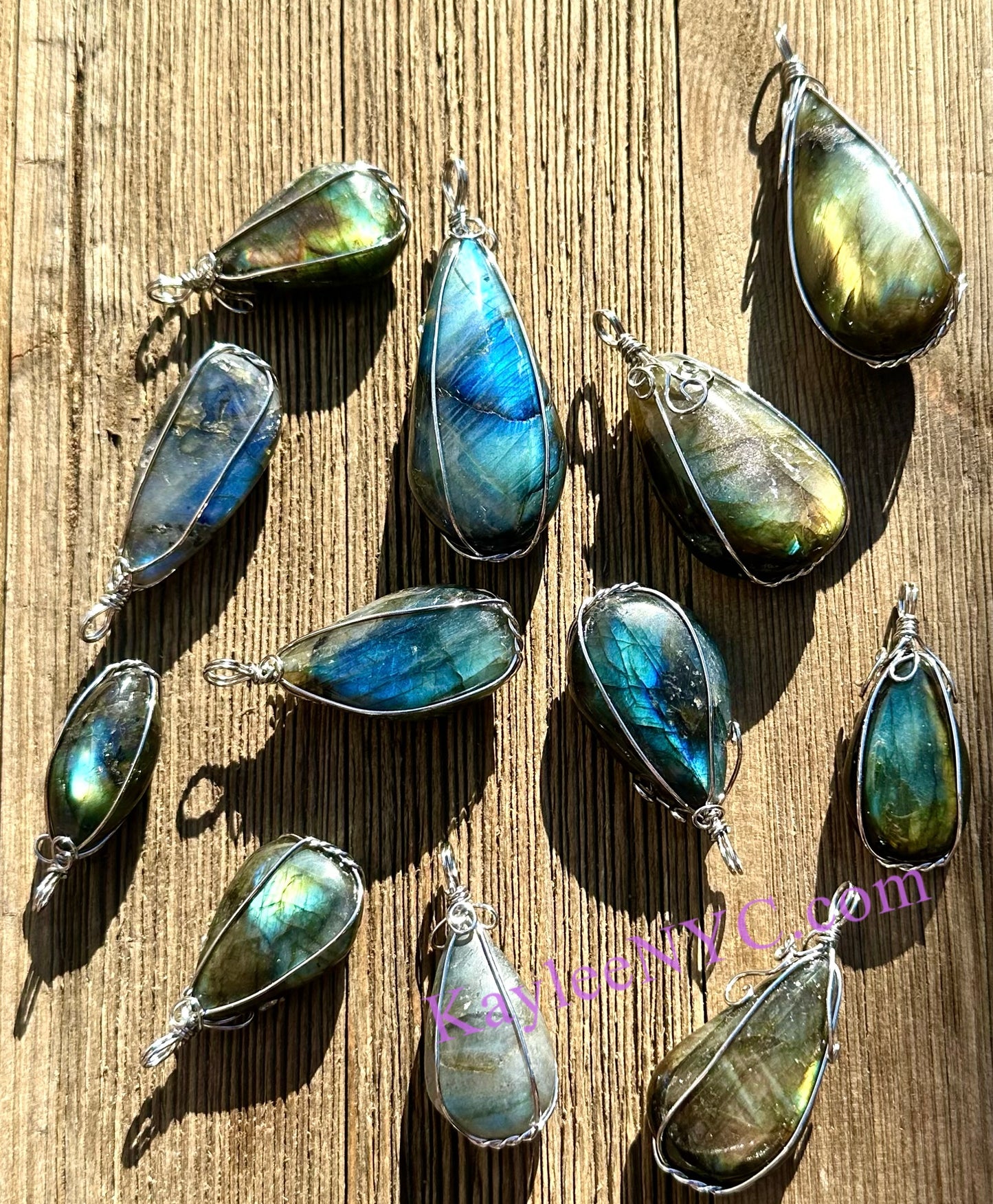 Wholesale Lot 12 Pcs Natural Labradorite Wire Wrapped Pendant healing energy