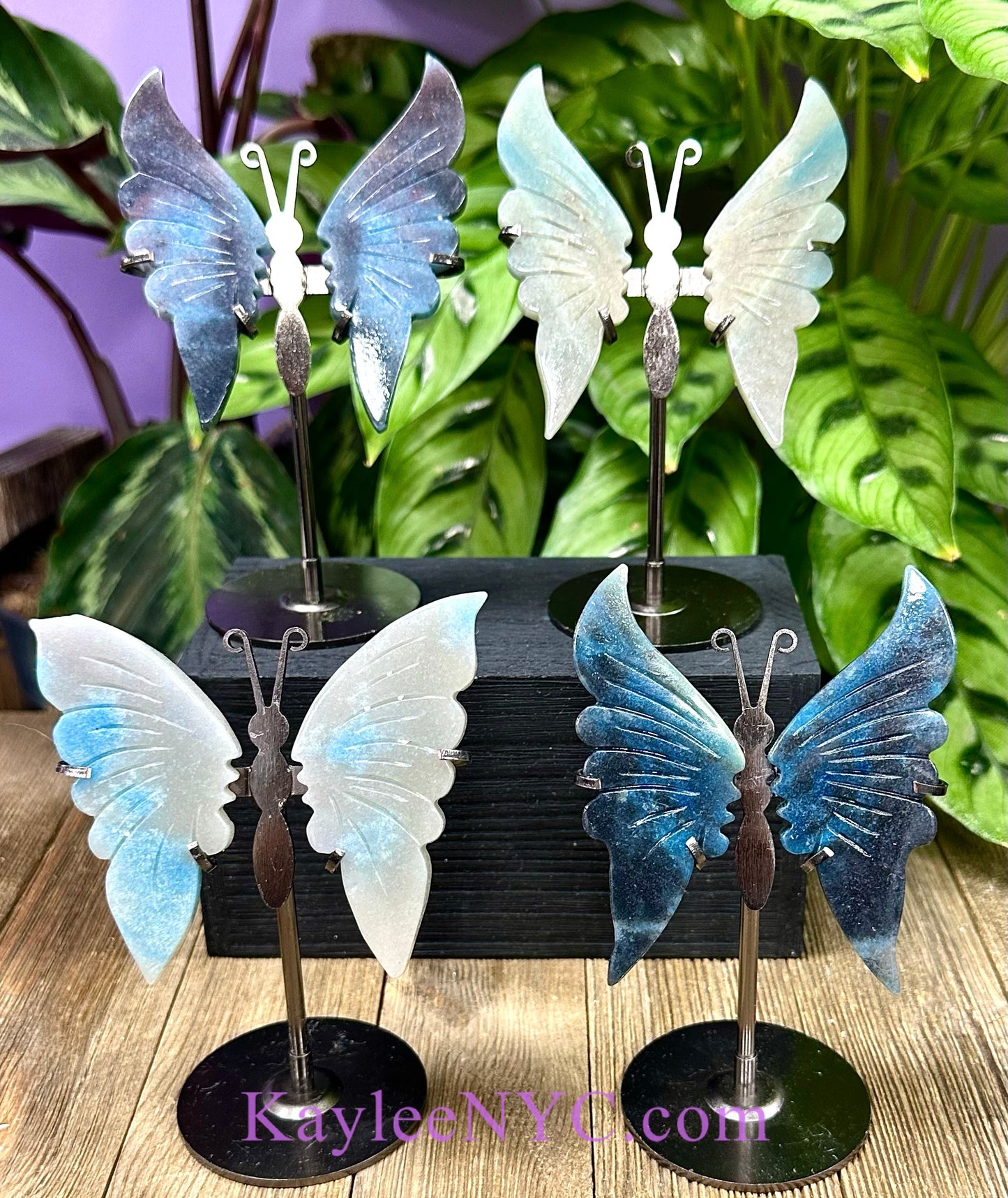 Wholesale Lot 4 PCs Natural Trolleite Crystal Butterfly w/stand Healing Energy