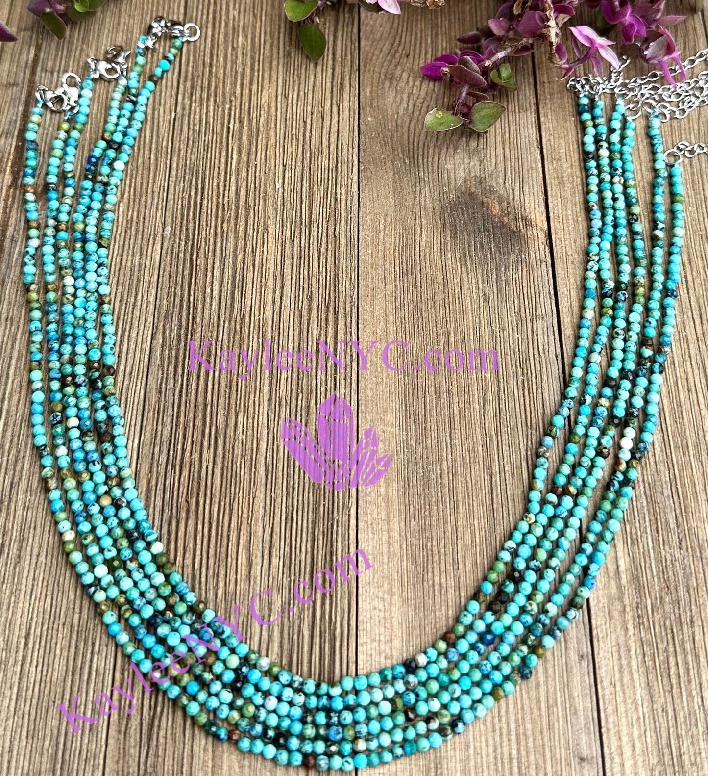 6 PCs 2mm Natural Turquoise Necklaces