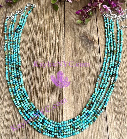 6 PCs 2mm Natural Turquoise Necklaces