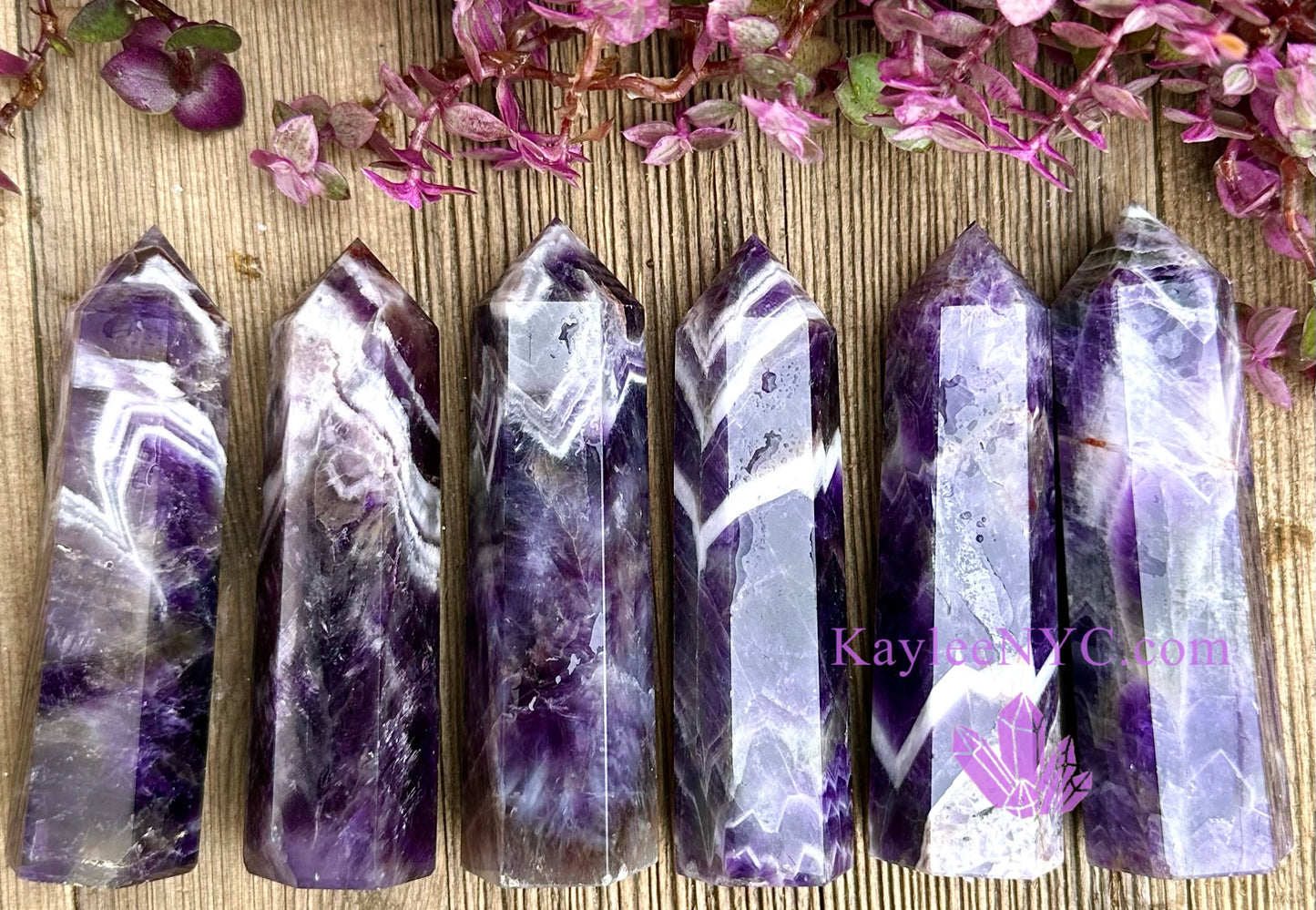 Wholesale Lot 1 Lb Dream Chevron Amethyst Obelisk Point Crystal Natural Energy