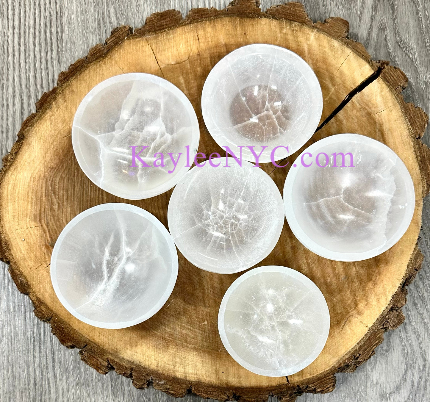 6 PCs large Natural Selenite aka Satin Spar Bowl ~10cm