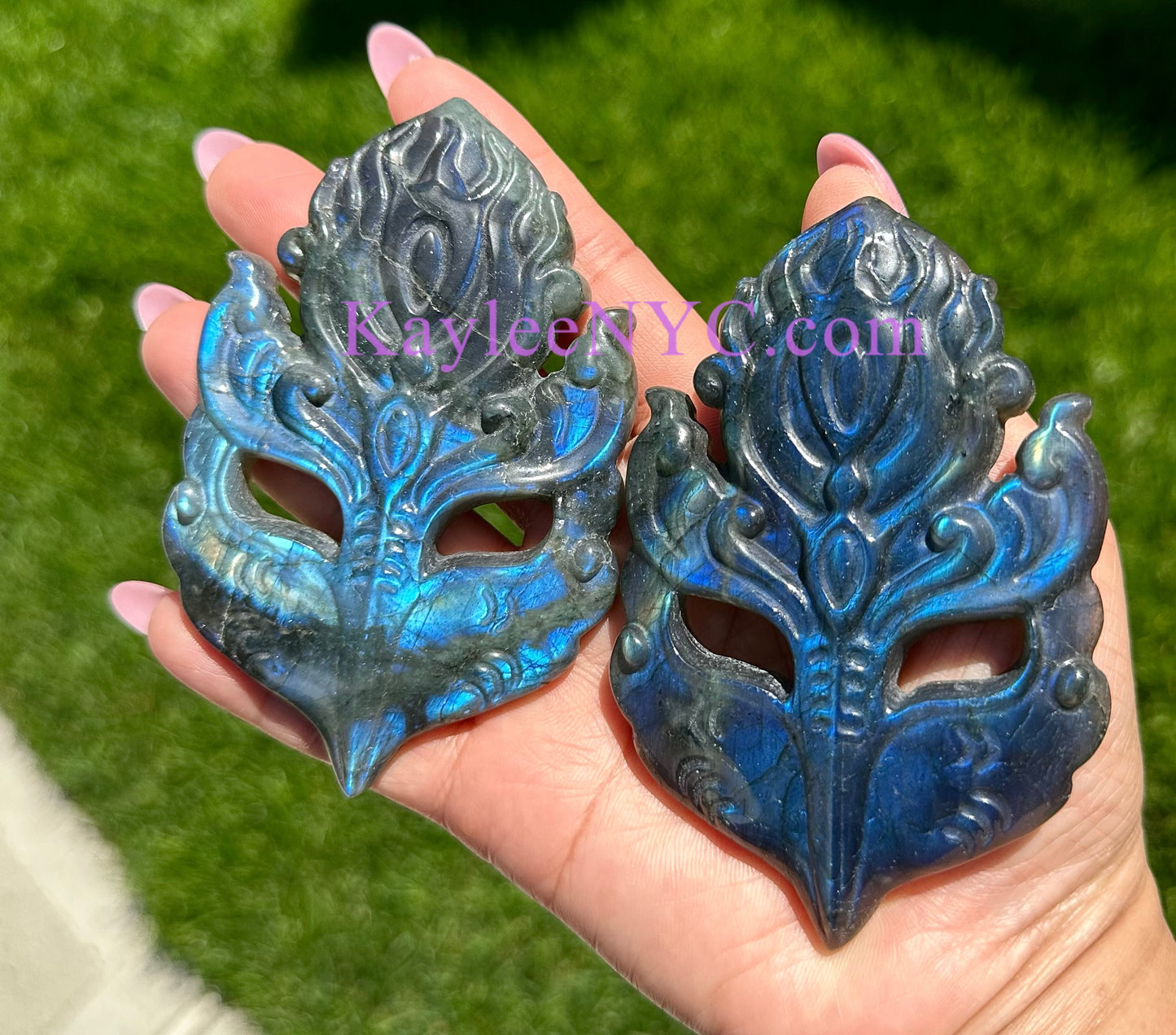 3 PCs Natural Labradorite Mask