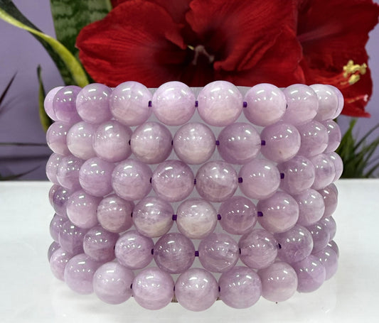 Wholesale 6 Pcs Natural Kunzite 8.4-9mm 7.5” Crystal Bracelet Healing Energy
