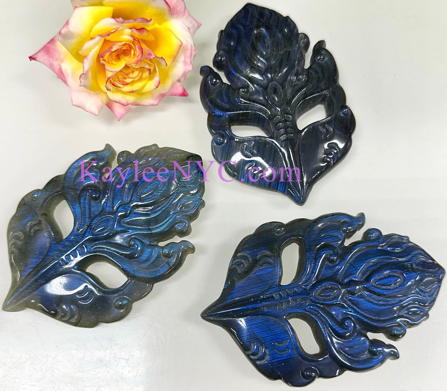 3 PCs Natural Labradorite Mask