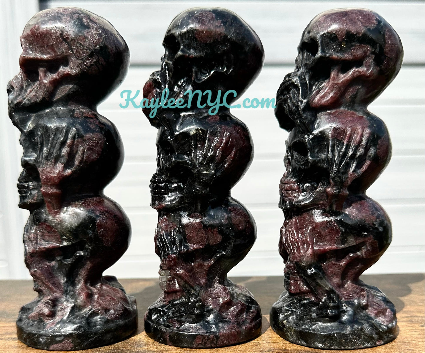 3 PCs 6” Natural Garnet  Crystal Skulls