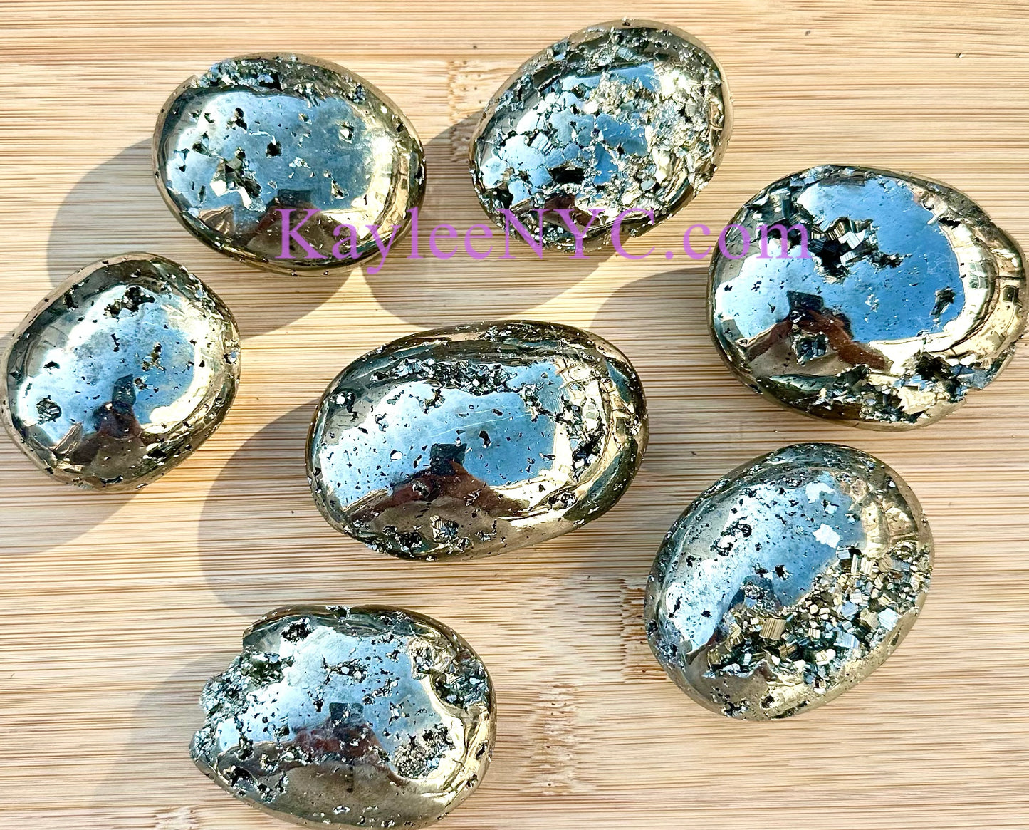 5-6 PCs Natural Pyrite Palm Stone