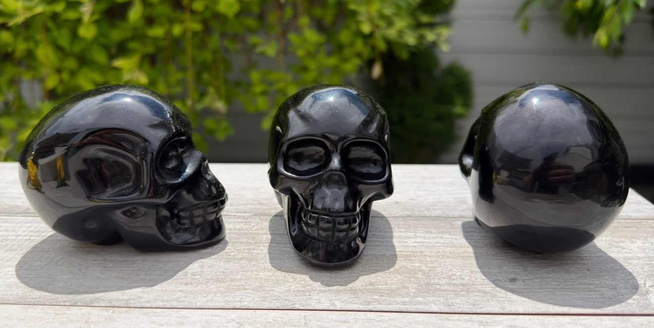 Wholesale lot 3 Pcs Natural Black Obsidian Skull