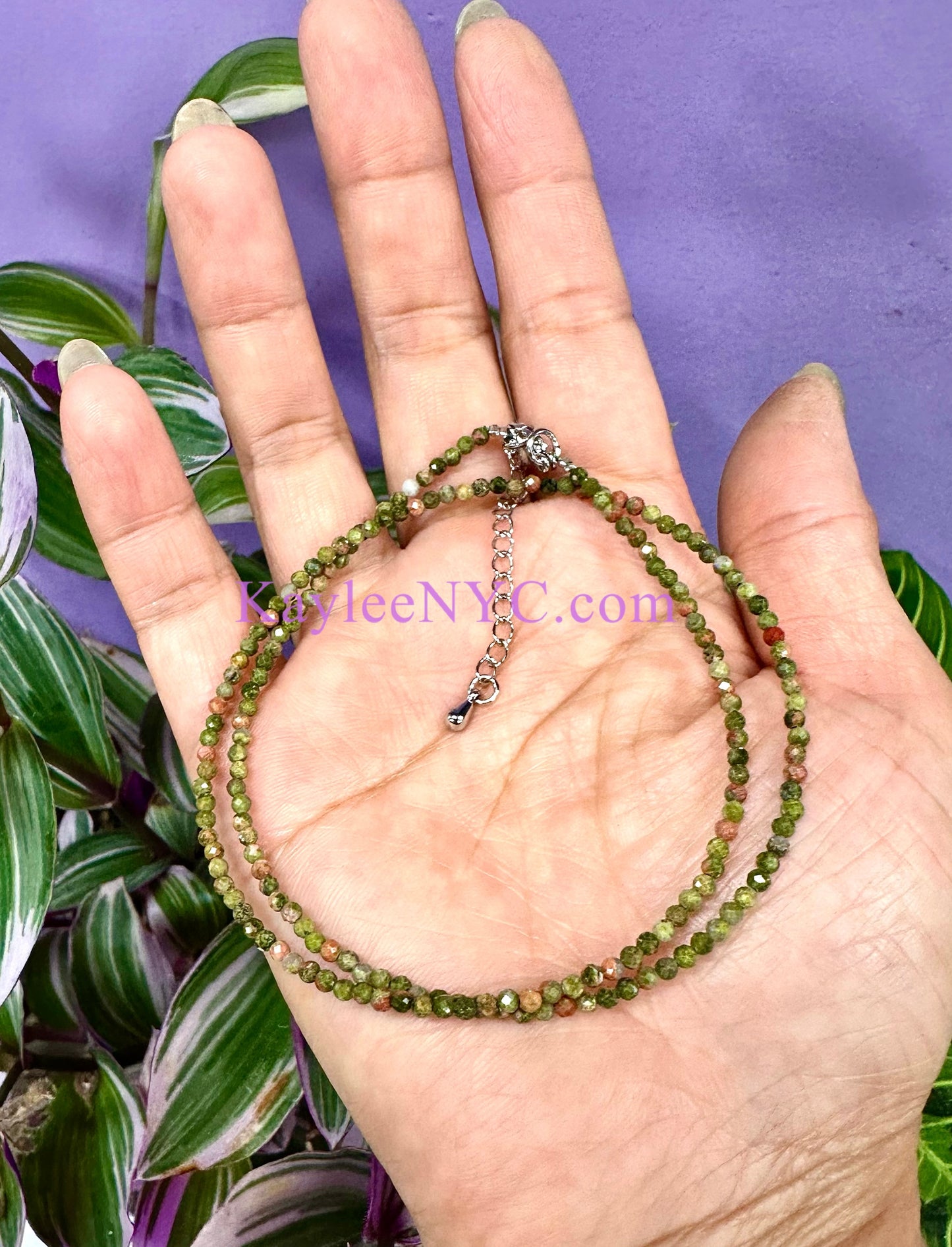 6 PCs 2mm Natural Unakite Necklace