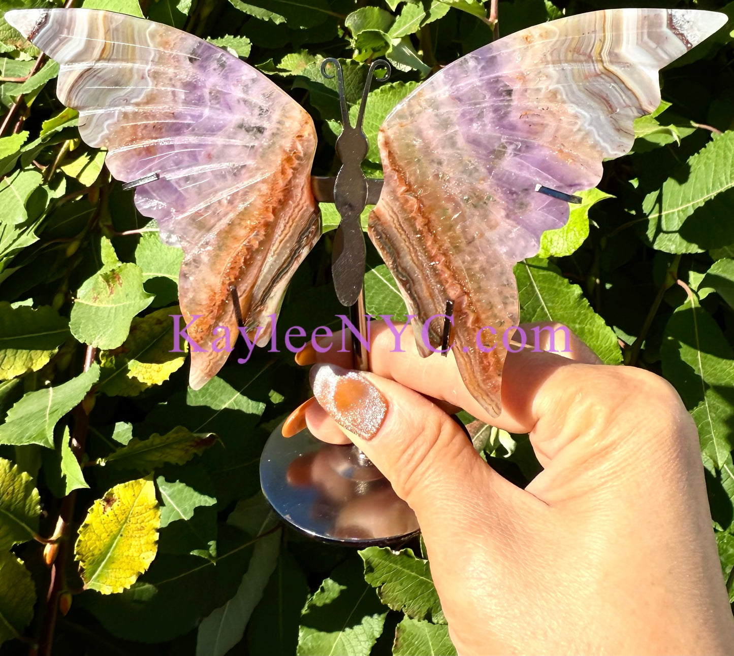 Wholesale Lot 4 PCs Natural Amethyst Lace Agate Crystal Butterfly w/stand Healing Energy