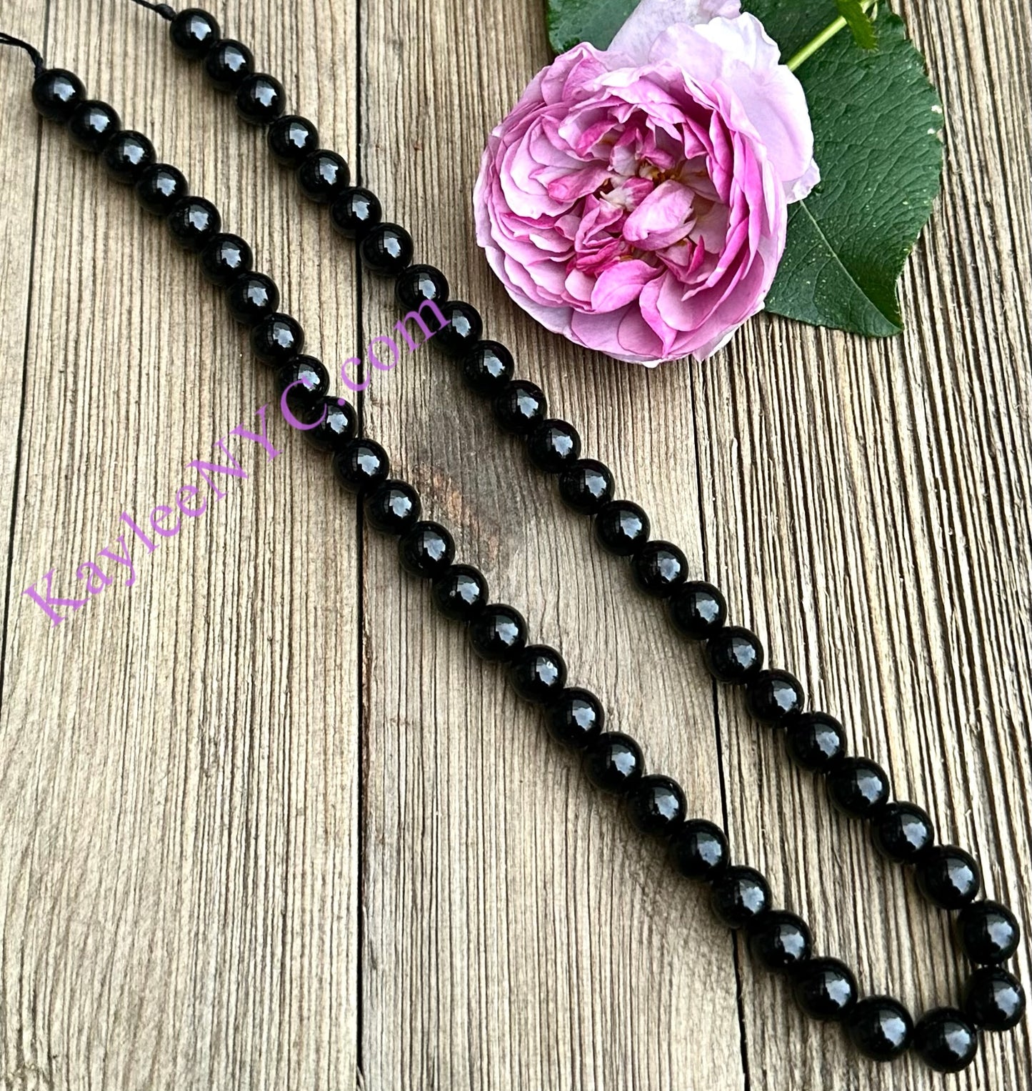 3 strands 8mm Natural Black Tourmaline Beads