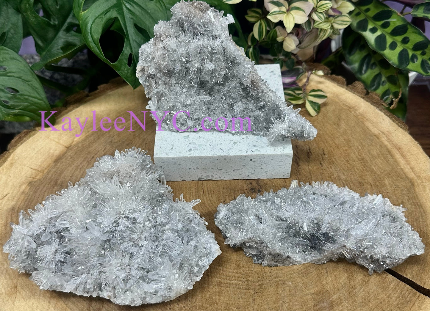 3 PCs Natural Clear Quartz Cluster Crystal Raw