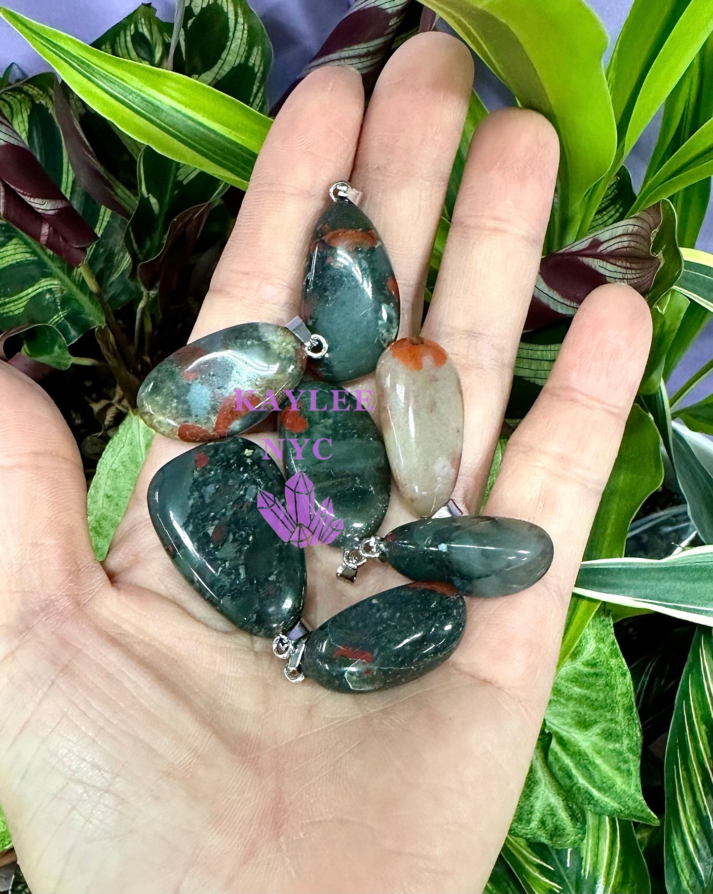 36 PCs Natural Bloodstone Crystal Pendant