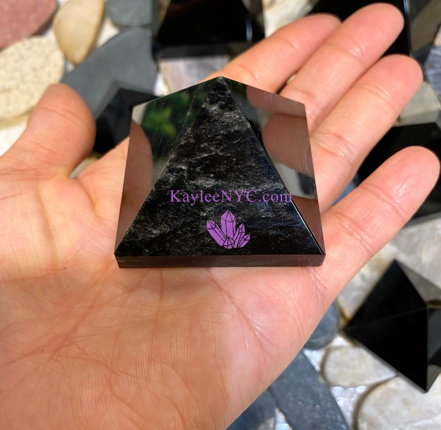 Wholesale Lot 2 lbs  Natural Black Obsidian Pyramid Crystal