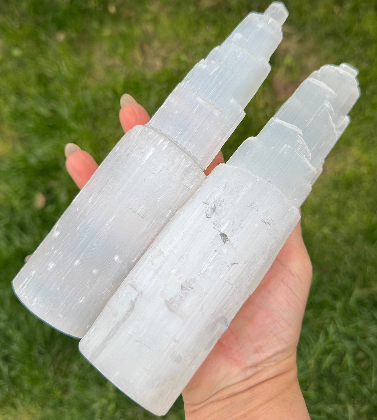 Wholesale Lot 6 pcs Natural Selenite aka Satin Spar Cylinder Crystal Healing Energy ~20cm