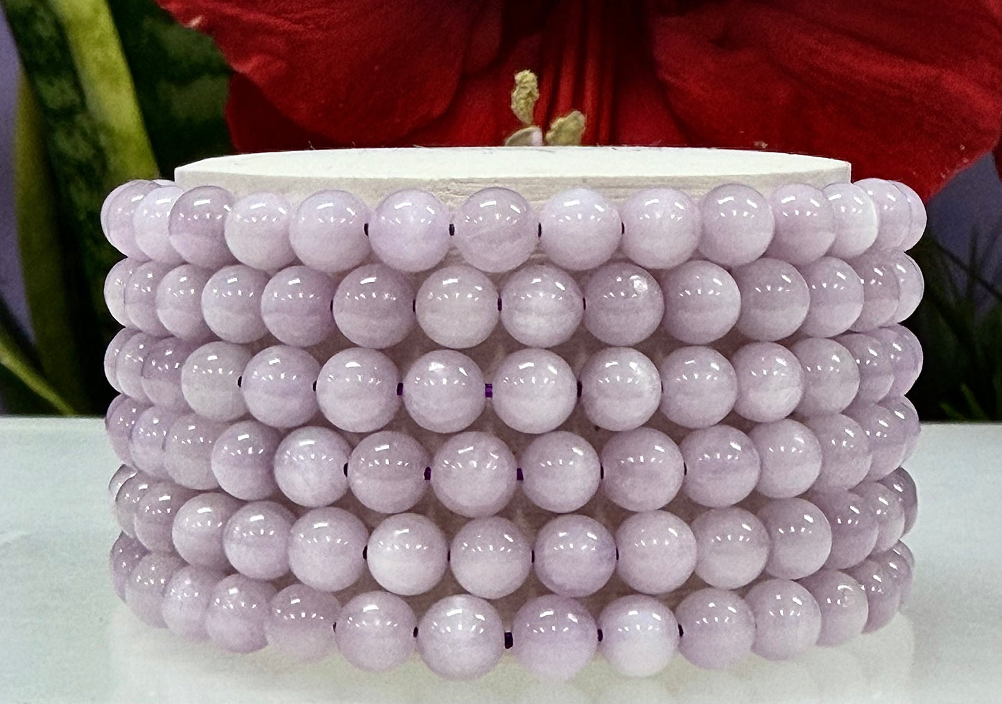 Wholesale 6 Pcs Natural Kunzite 6mm 7.5” Crystal Bracelet Healing Energy