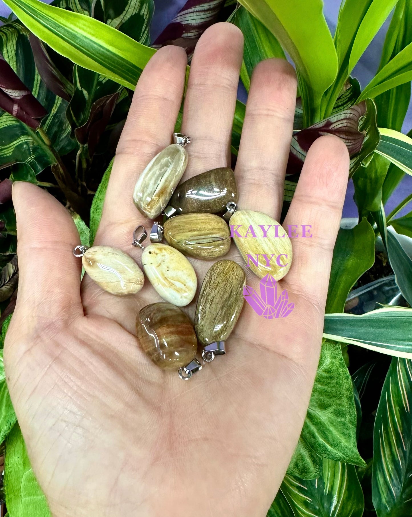 36 PCs Natural Petrified Wood Crystal Pendant