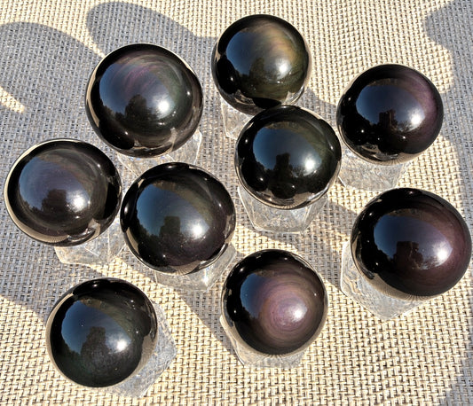 Wholesale Lot 1 Lb Natural Rainbow Obsidian Sphere Crystal Ball Energy Healing