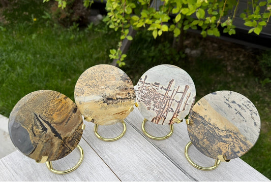 Wholesale Lot 4 pcs Natural Picture Jasper Slab with stand Crystal Healing Energy